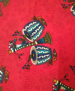 Red and gold print cotton fabric