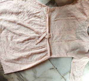 chikankari pattern with threads short beautiful ku
