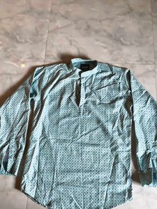 Men's Light Blue Printed Kurta