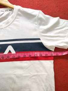 FILA White T-Shirt with Red and Blue Stripe