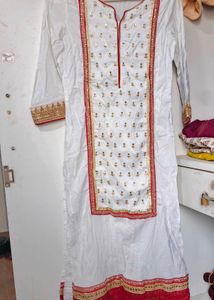 Embroidered White Kurta