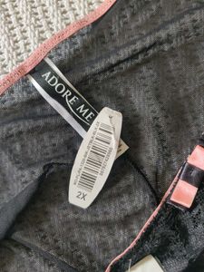 Adore me Black Lace Briefs with Pink Trim