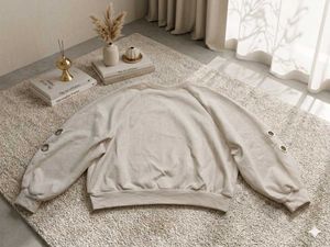 Beige Velour Crewneck Sweatshirt