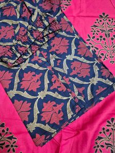 Vibrant Pink Kurta Set with Block Print