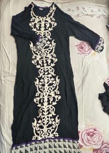 Elegant Embroidered Black Kurta