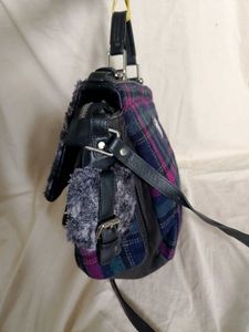 Plaid &amp; Fur Crossbody Bag