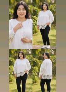 Korean White Top Bust 54 Plus Size