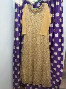 Elegant Gold Embroidery Maxi Gown