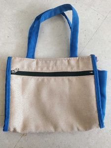 Casual Beige & Blue Tote Bag
