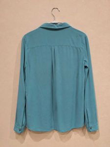 Teal Button-Up Shirt with Pockets
