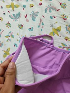 Lavender Strappy Y2k Top with Wood Accents