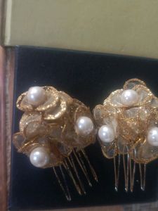 Gold Pearl Hair Combs (Set of 2)