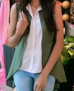Sleeveless Green Vest Top