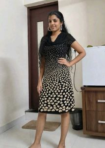 Stylish Black Dress with Heart Print