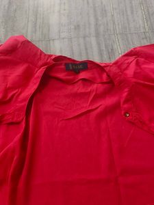 Red Collared Asymmetrical Top