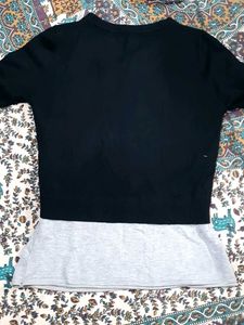 Black Zip Detail Layered Top