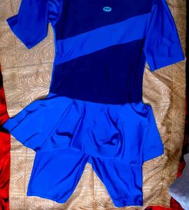 Modest Blue Swimsuit with Skirt