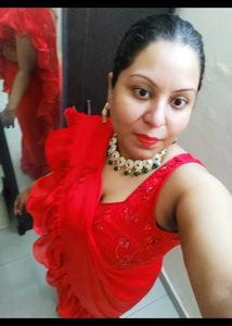 Stunning Red Ruffle Saree- Designer Made