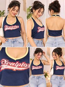🔥MEGA SALE🔥Navy Blue Halter Neck Crop Top