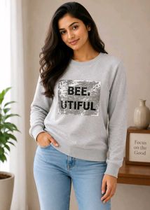 Grey Sequined "BEE.UTIFUL" Sweatshirt