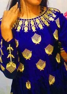 Elegant Blue & Gold Ethnic Gown