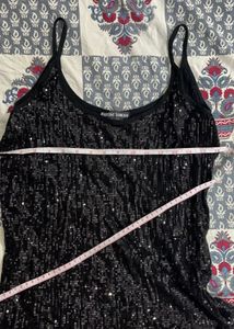 Sparkling Black Sequin Cami Top