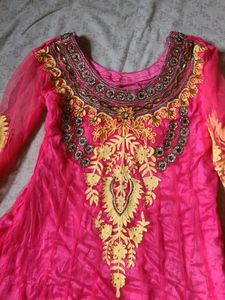 Pink Anarkali With Dupatta For Women
