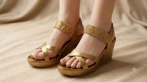 Glamorous Gold Wedge Sandals