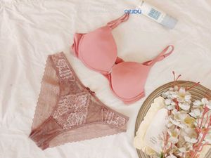 Lace Trimmed Pink Bra and Panty Set