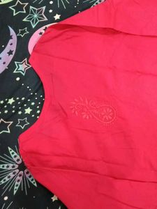 Vibrant Red Embroidered Kurta