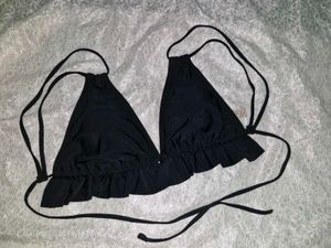 Black Ruffled Bikini Top