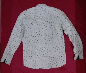 Men's White Printed Full Sleeve Shirt