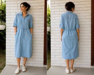 Faded Denim shade Cotton Shirt Dress