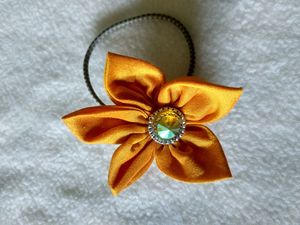 Hand made hair scrunchie- yellow cotton silk