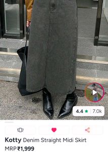 Kotty Denim Straight Midi Skirt