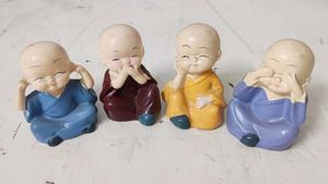Set of 4 Colorful Monk Figurines