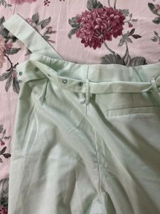 Light Green Wide Leg Pants with Belt