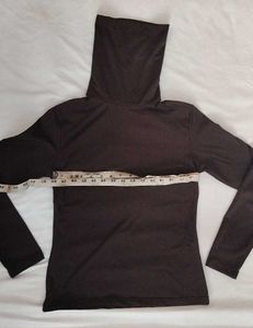 Dark Brown Turtleneck Long Sleeve Top