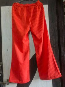 Red Pinstripe Wide Leg Pants