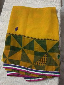 Yellow Ethnic Saree With Blouse