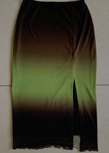Gradient Black & Green Maxi Skirt