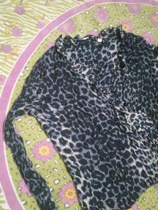 Leopard Print V-Neck Blouse