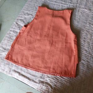 Flowy Coral Tiered Top