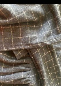 Winter Korean Gray Plaid Mini  Dress