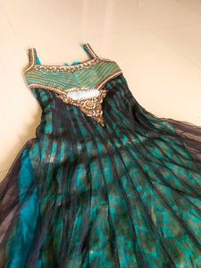 Designer Elegant Teal and Gold Embellished Dress