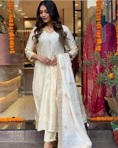 Elegant Cream Embroidered Kurta Set