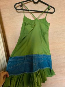 Creative Cotton Denim Dress 💚💙
