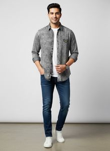 Roadster Grey Washed Denim Shirt