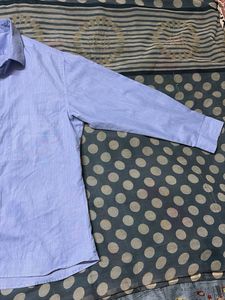 Unisex Blue Striped Formal Shirt