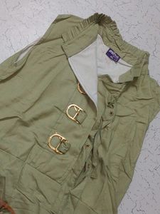 Stylish Olive Green Dress with Belt
